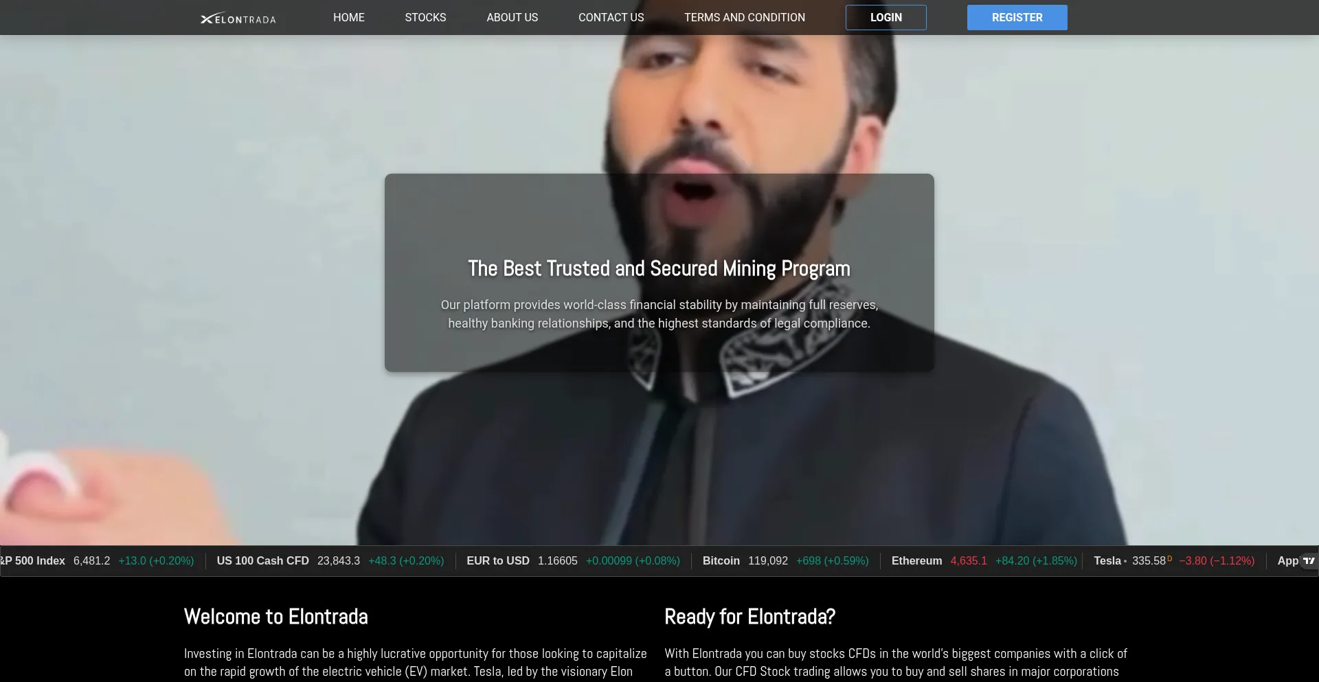 Website screenshot of Elontrada.cc