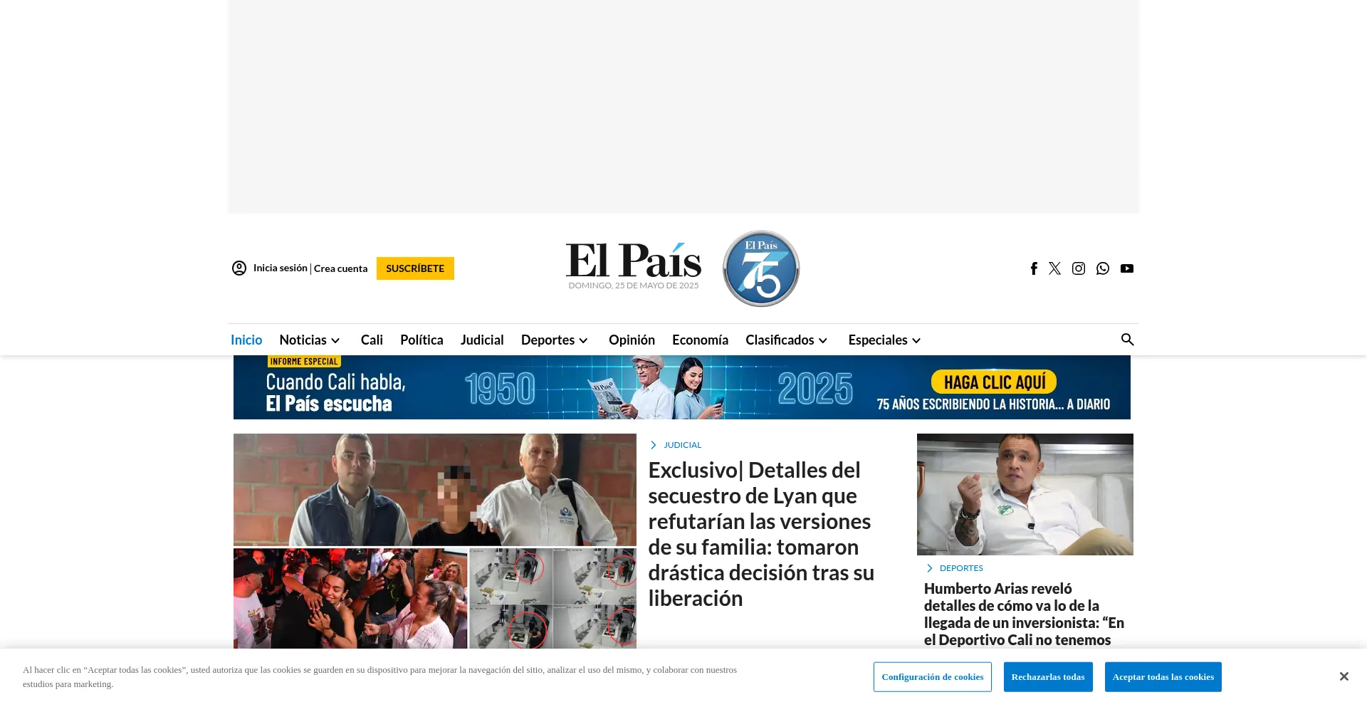 Website screenshot of Elpais.com.co