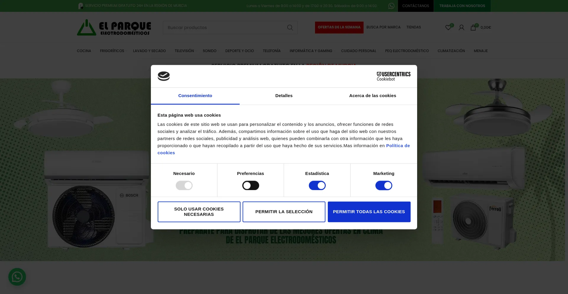 Website screenshot of Elparqueelectrodomesticos.com