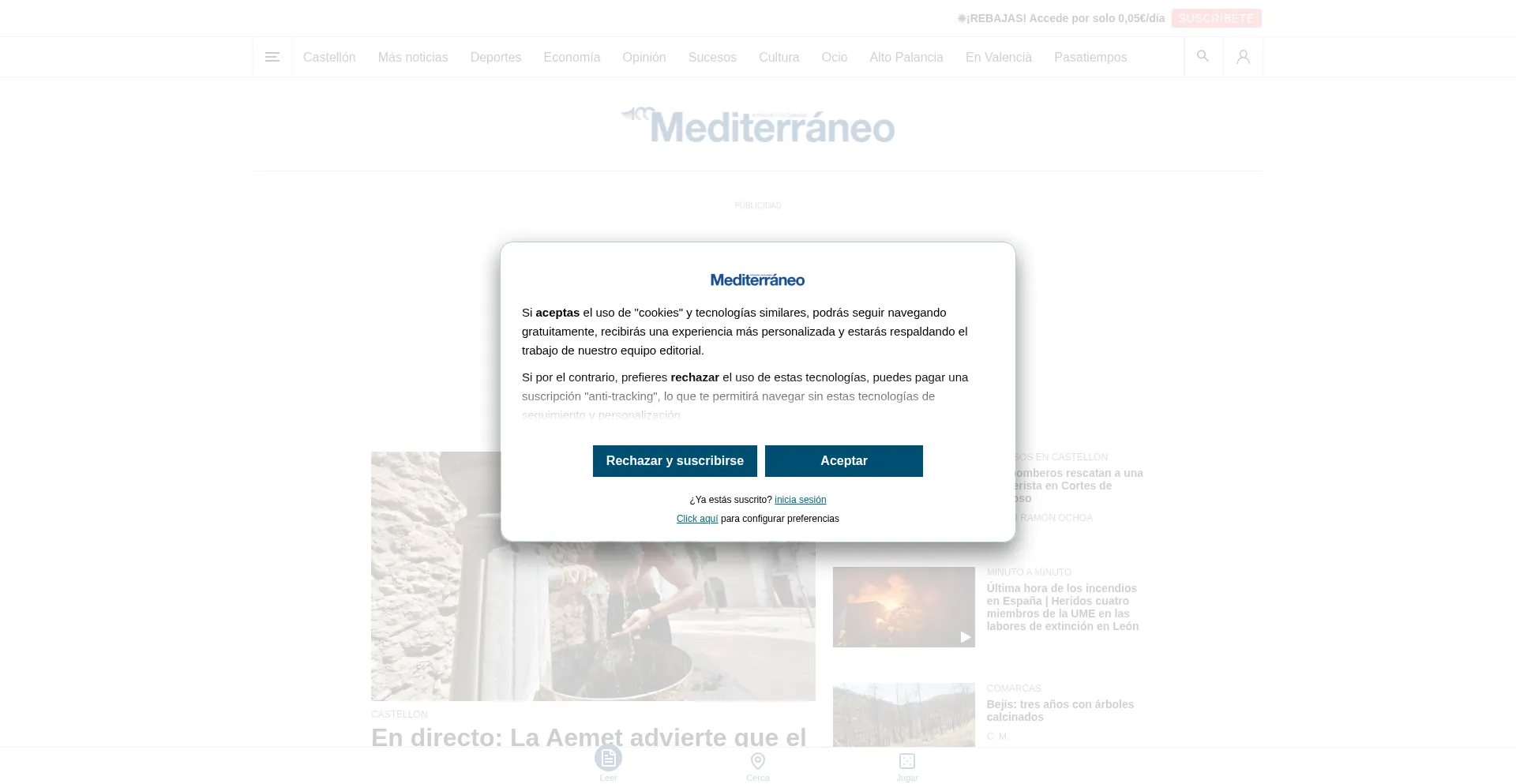 Website screenshot of Elperiodicomediterraneo.com