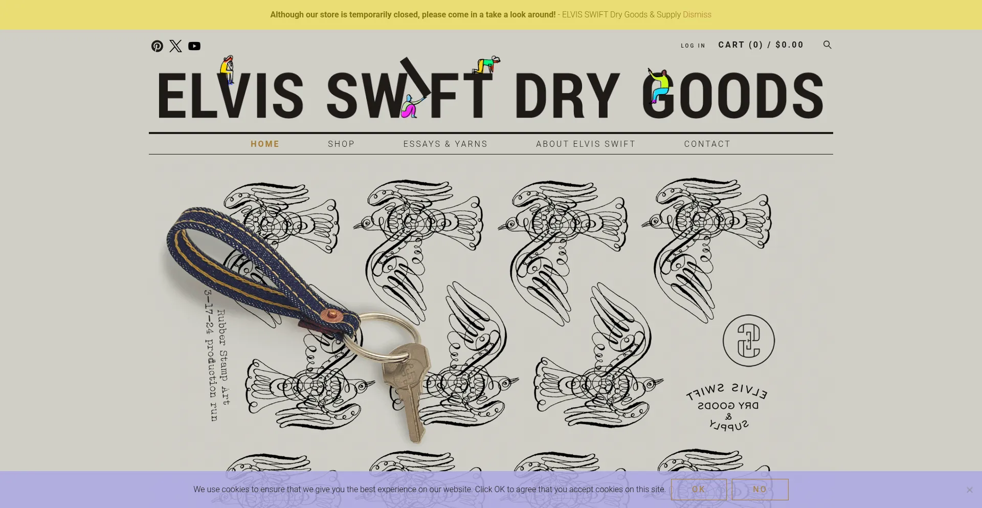 Website screenshot of Elvisswiftdrygoods.com