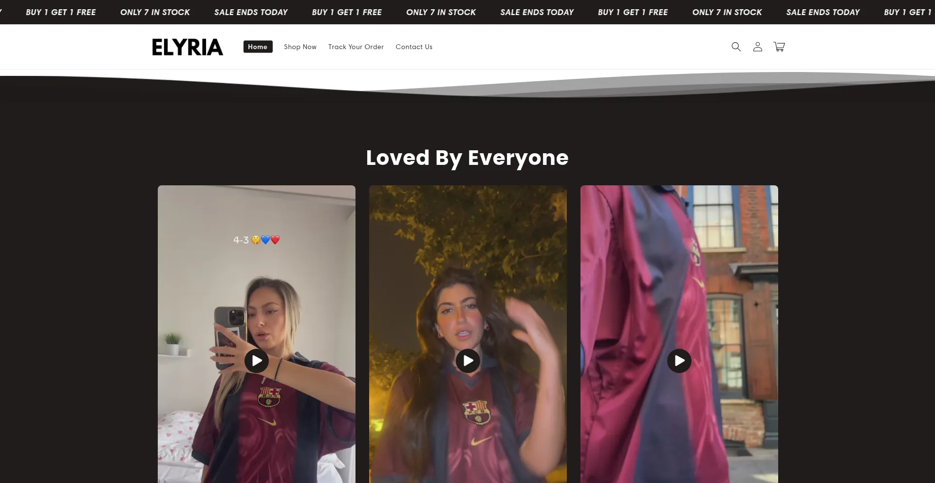 Website screenshot of Elyriafashion.shop