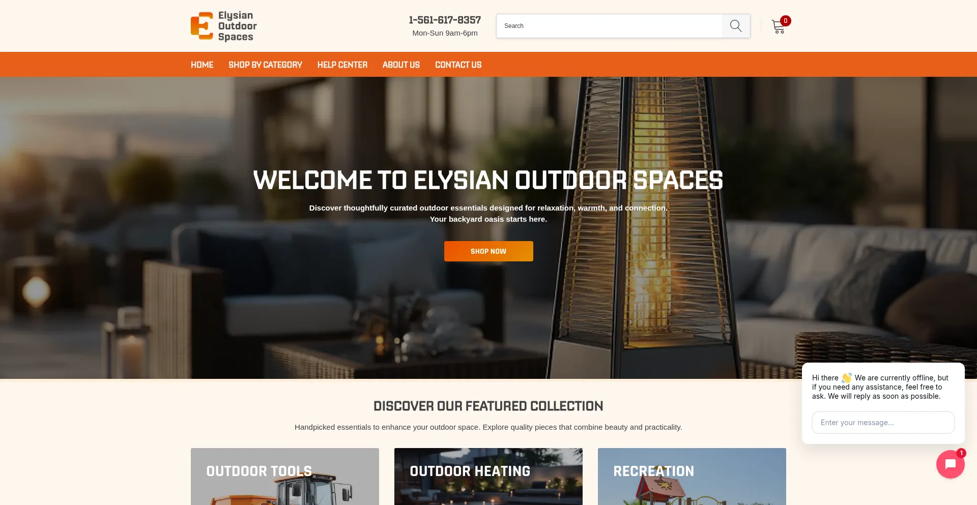 Website screenshot of Elysianoutdoorspaces.com
