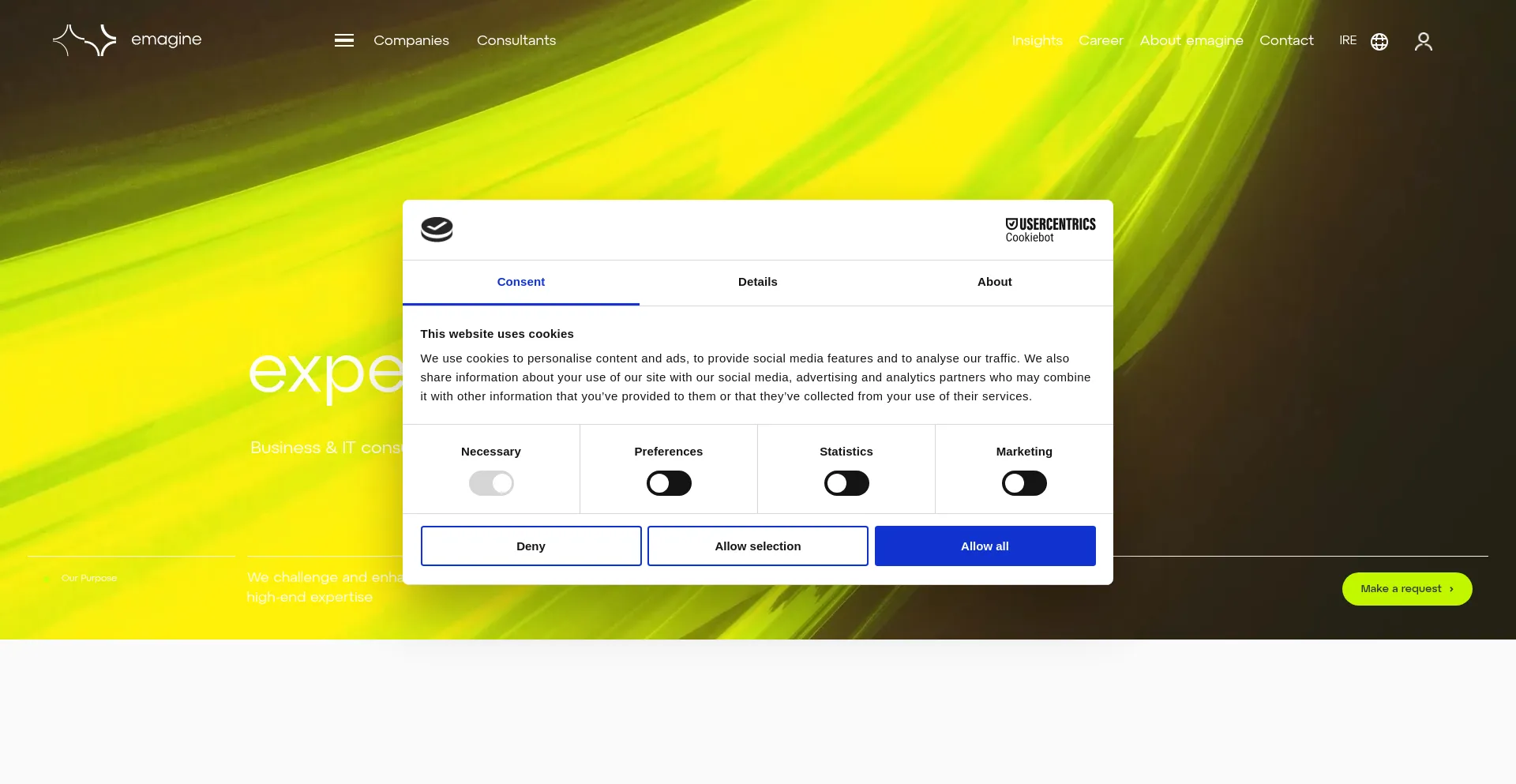Website screenshot of Emagine-consulting.ie