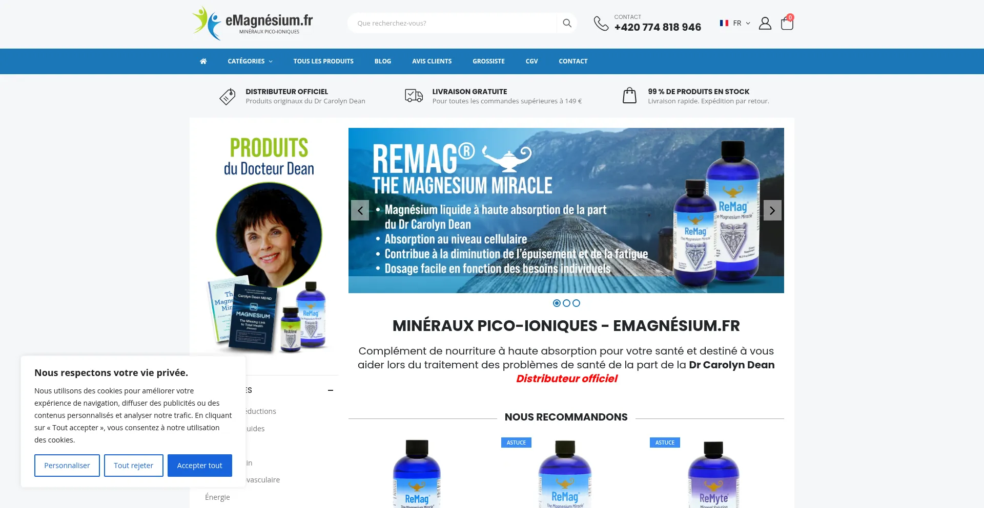 Website screenshot of Emagnesium.fr