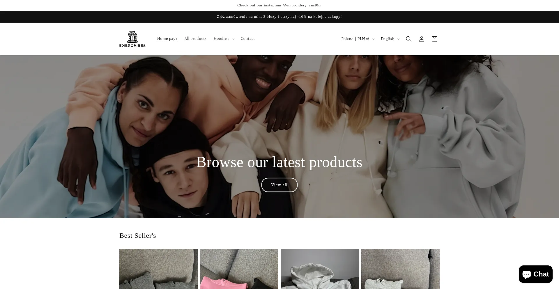 Website screenshot of Embrovibes.pl