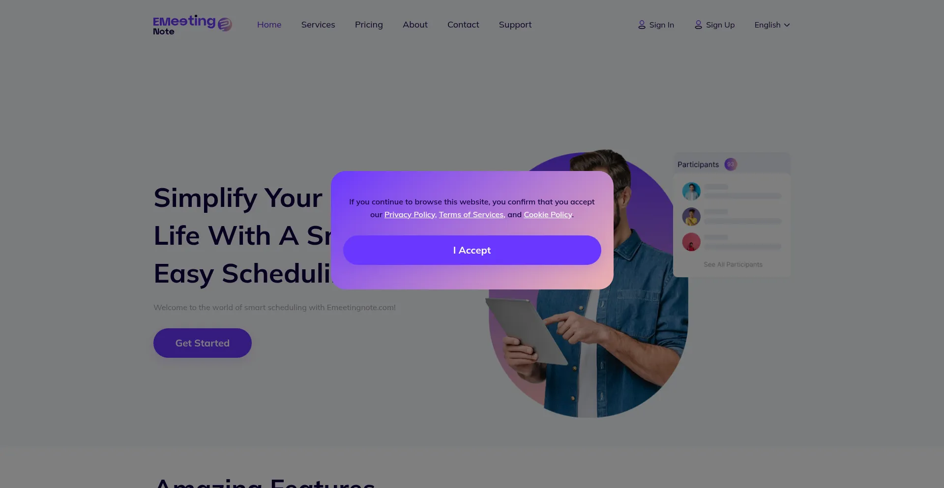 Website screenshot of Emeetingnote.com