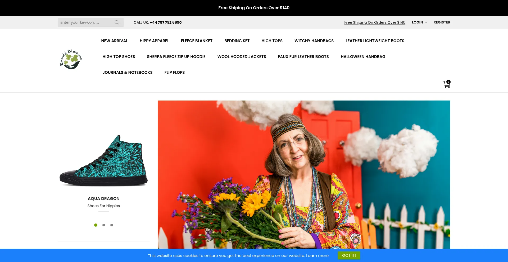 Website screenshot of Emeraldblossoms.com