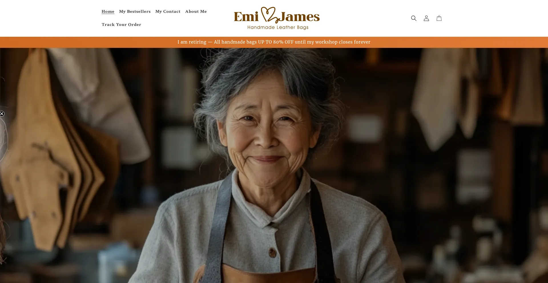 Website screenshot of Emijamesbags.com