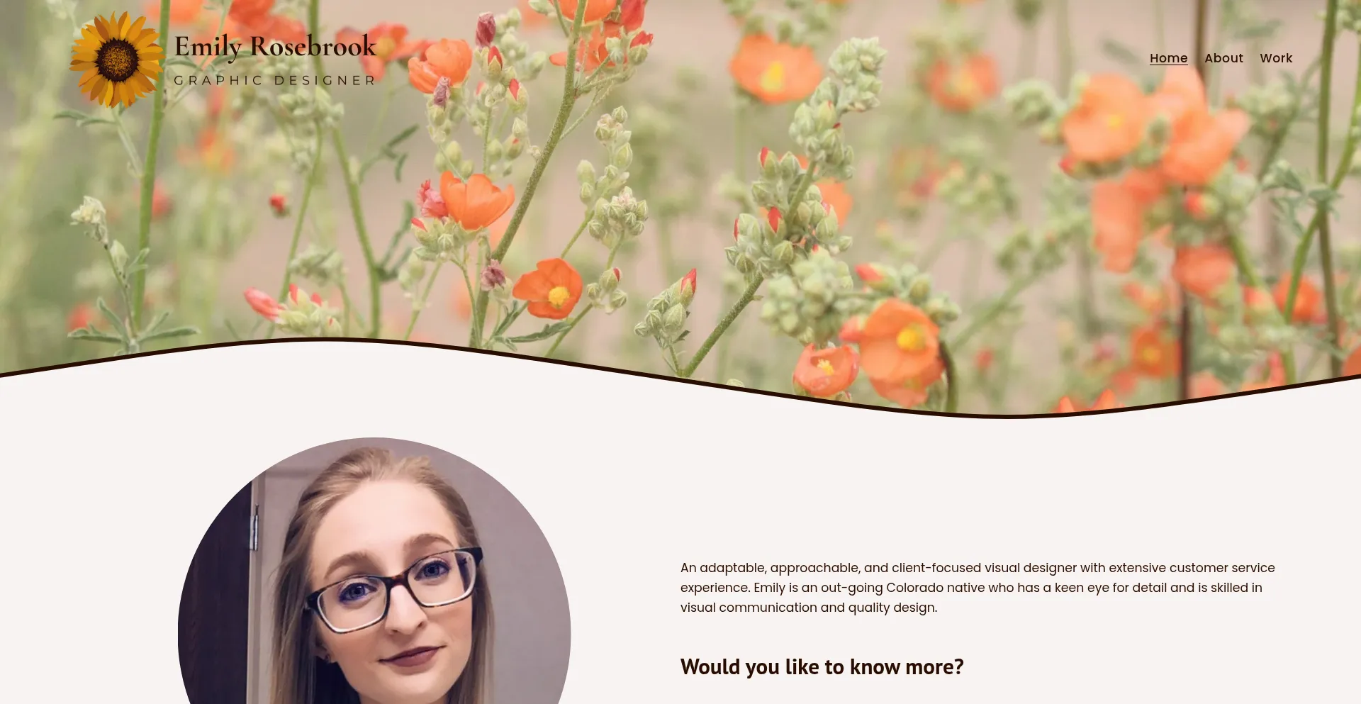 Website screenshot of Emilyrosebrook.com