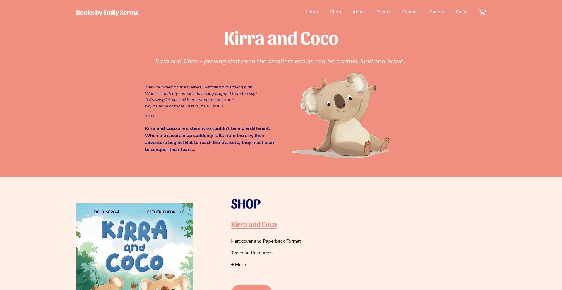 Website screenshot of Emilyserowbooks.com