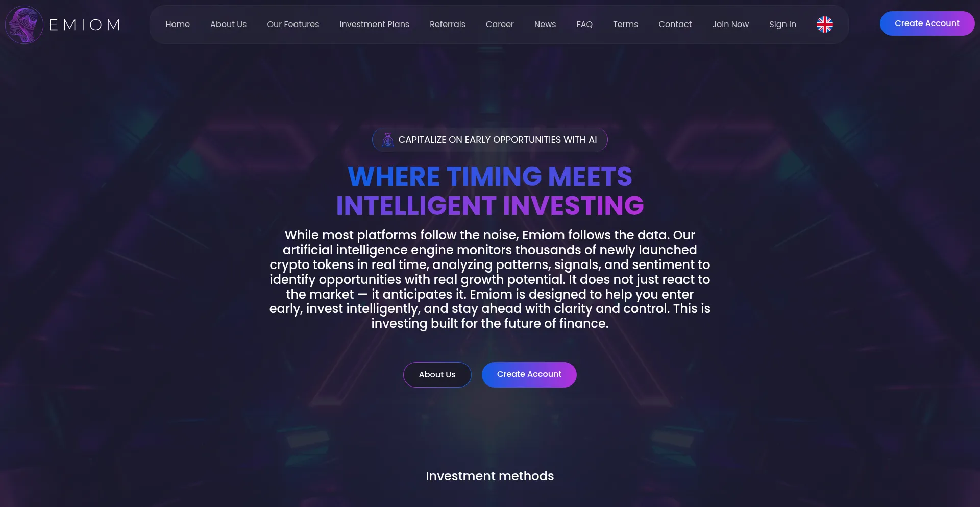 Website screenshot of Emiom.biz