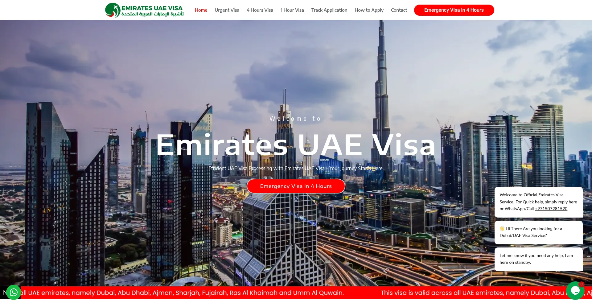 Website screenshot of Emiratesuaevisa.com