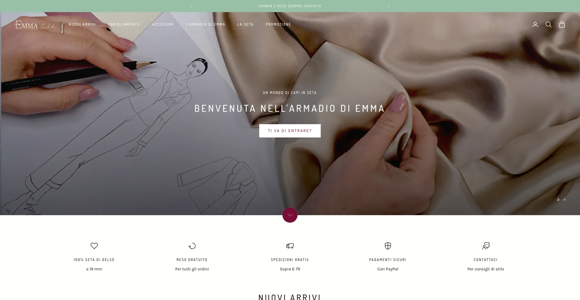 Website screenshot of Emmasilk.com
