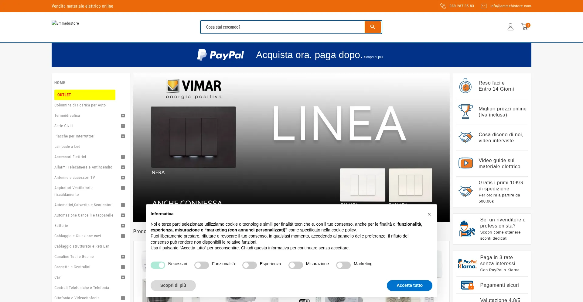 Website screenshot of Emmebistore.com