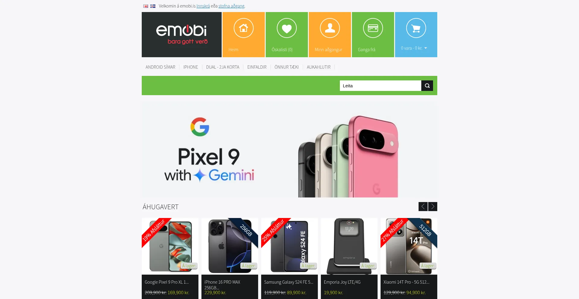 Website screenshot of Emobi.is