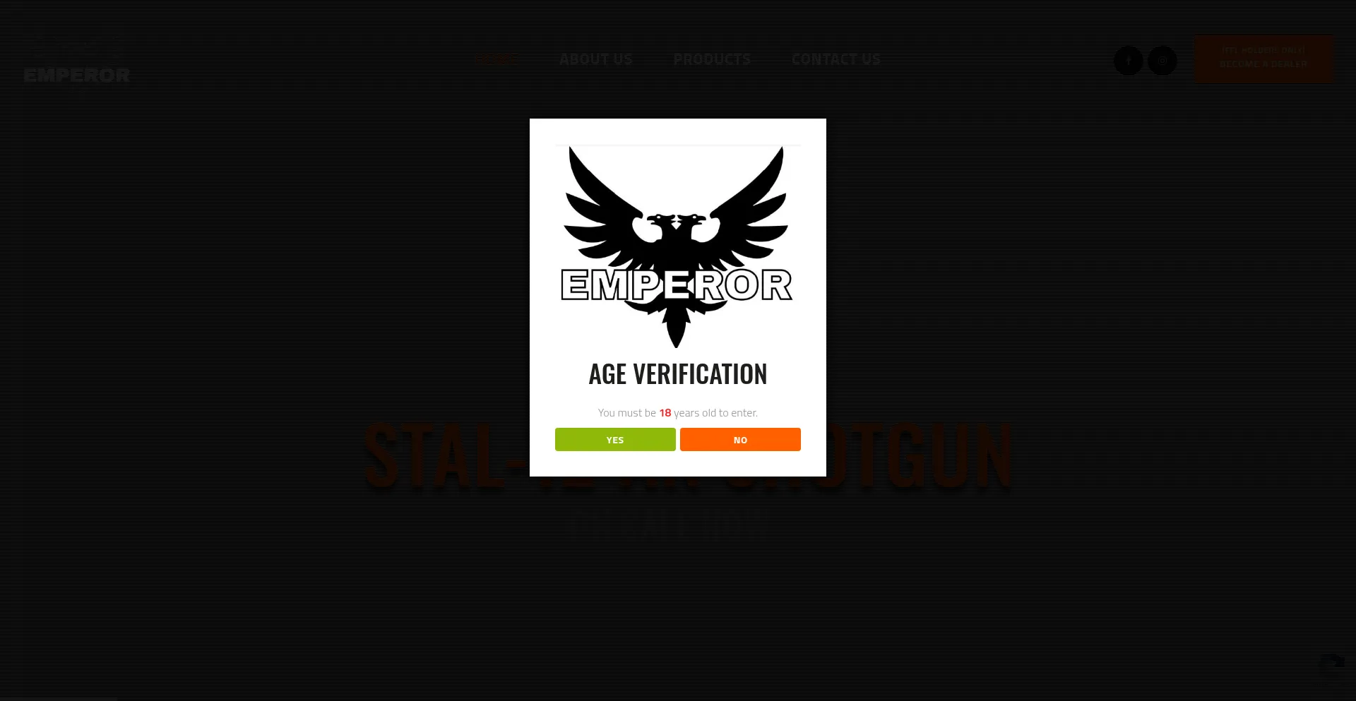 Website screenshot of Emperorarms.com
