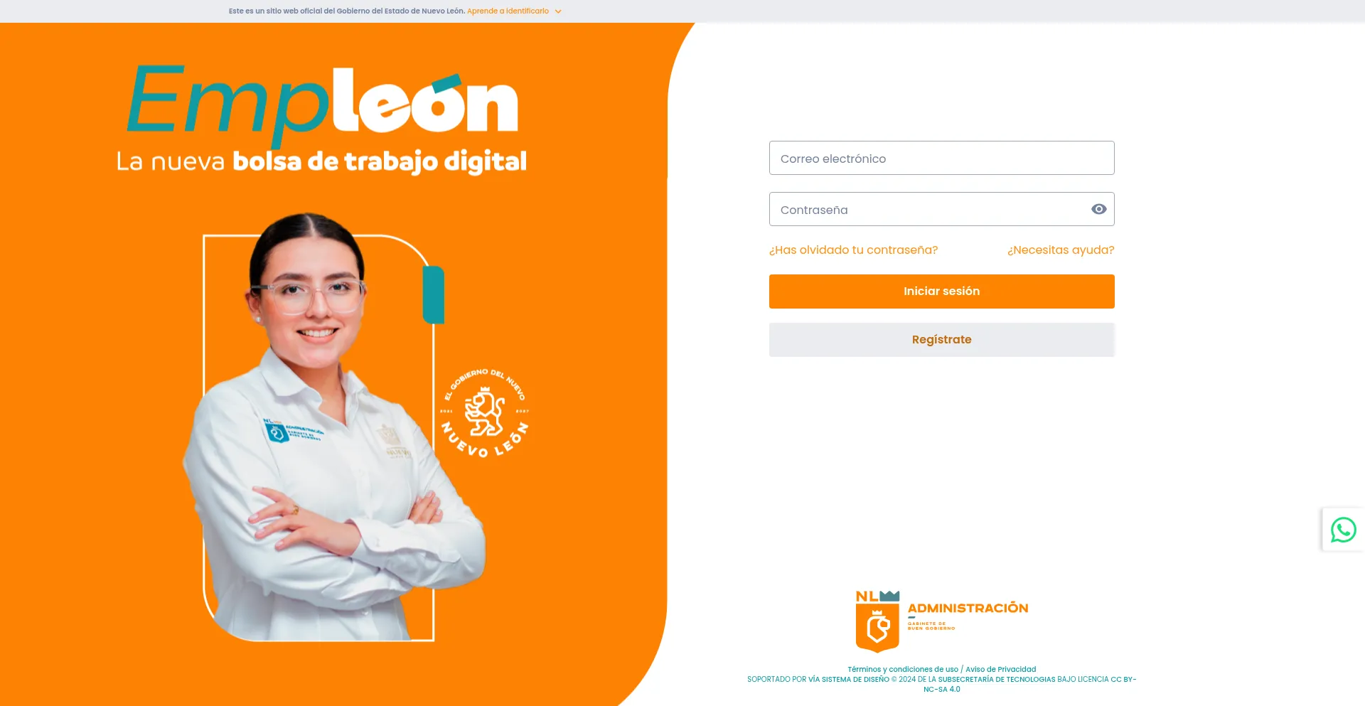 Website screenshot of Empleon.nl.gob.mx