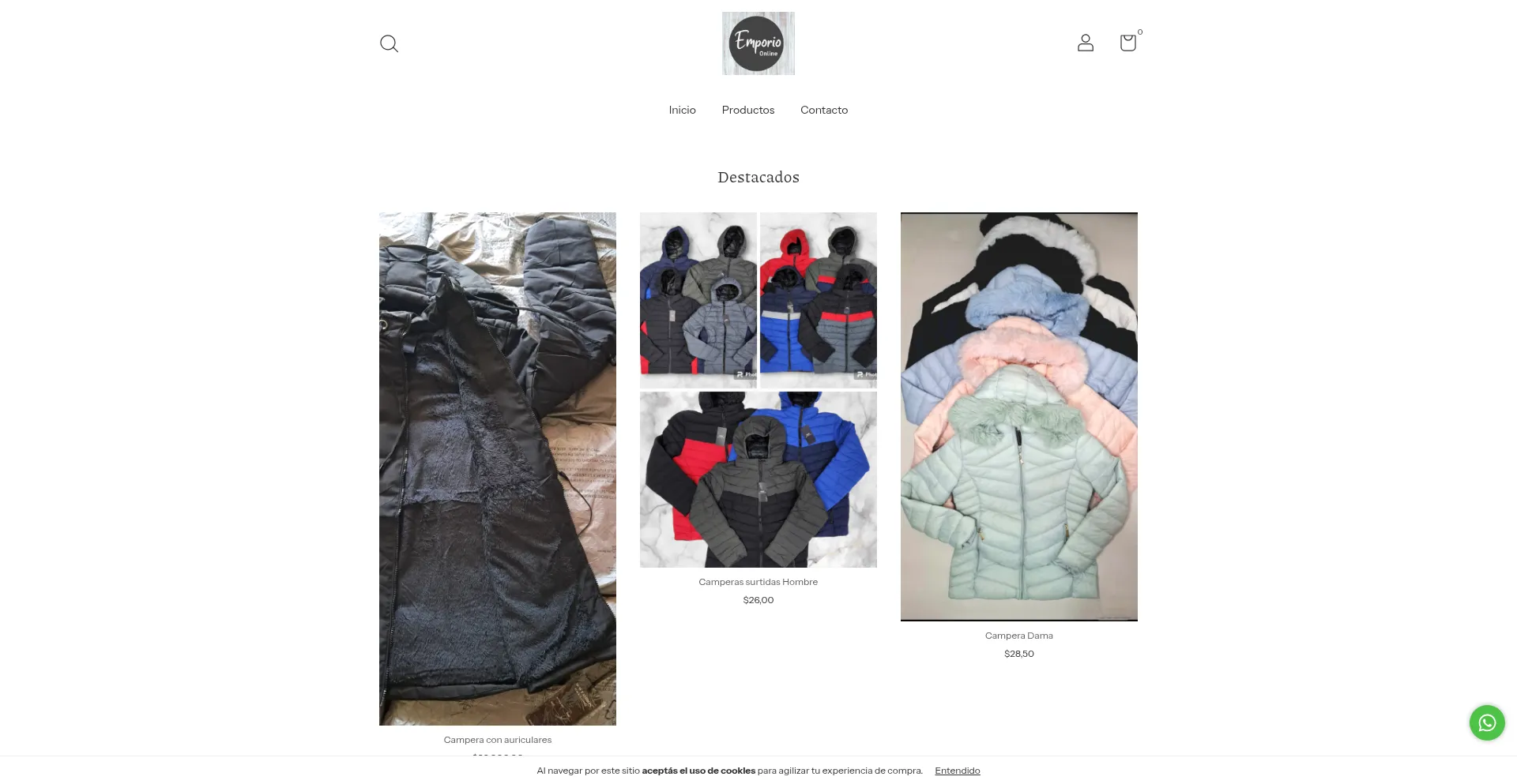 Website screenshot of Emporioonlinebsas.mitiendanube.com