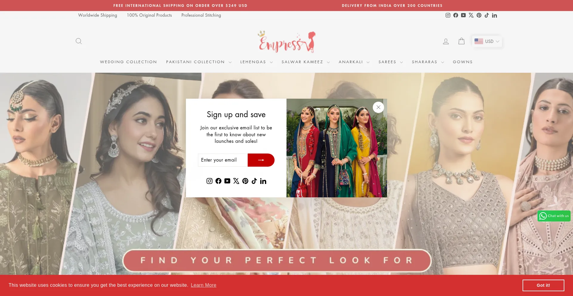 Website screenshot of Empress-clothing.com