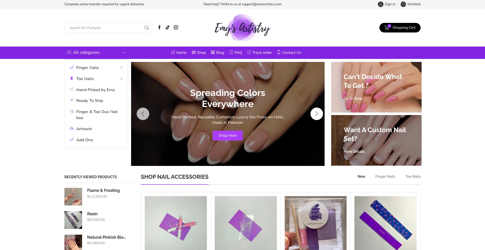 Website screenshot of Emysartistry.com
