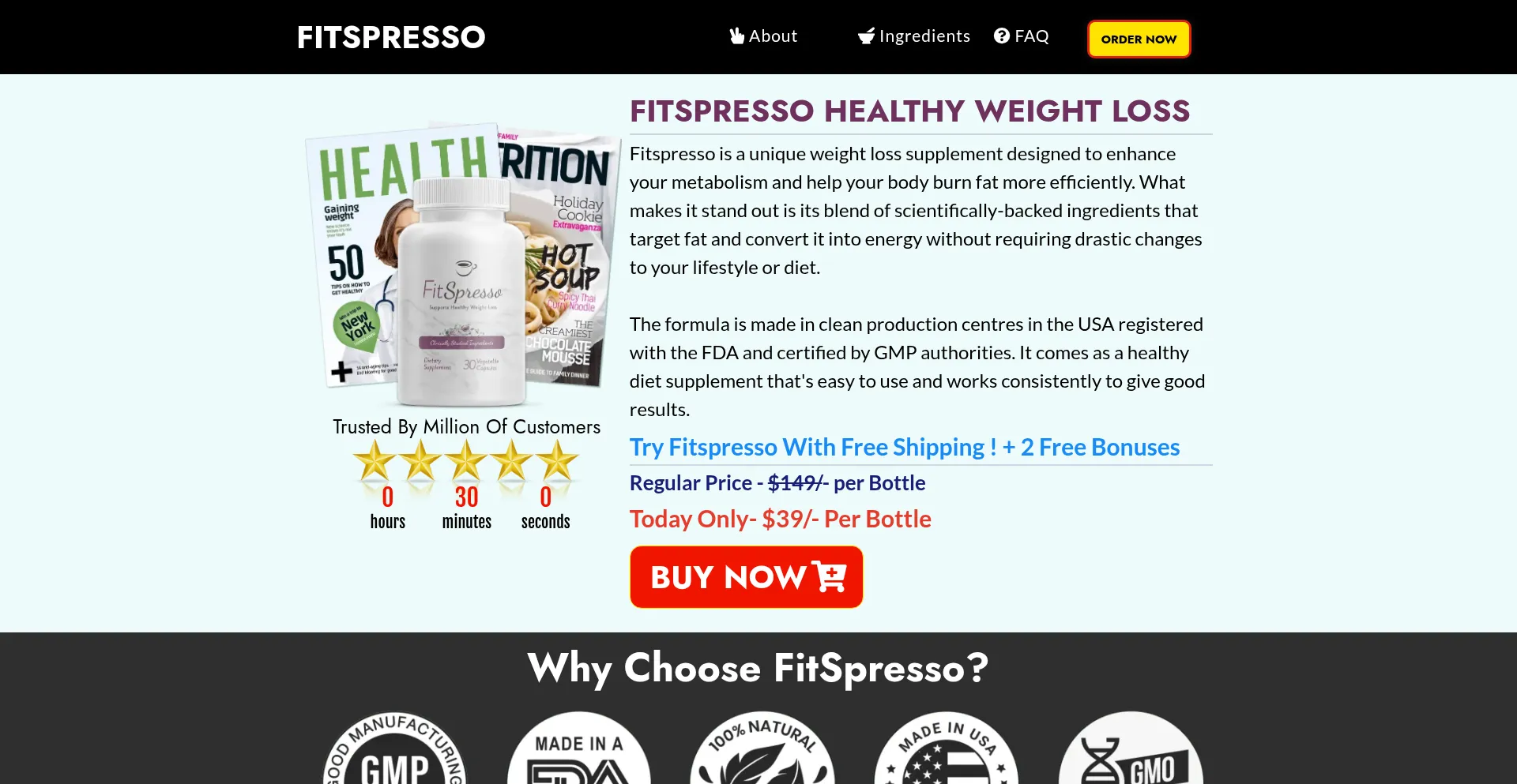 Website screenshot of En-en--fitspresso.us