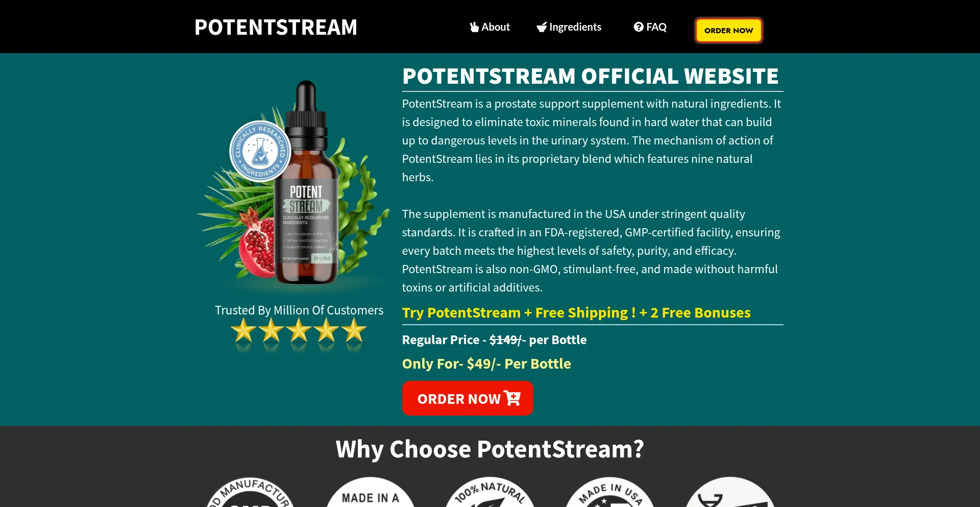 Website screenshot of En-us-en--potentstream.com
