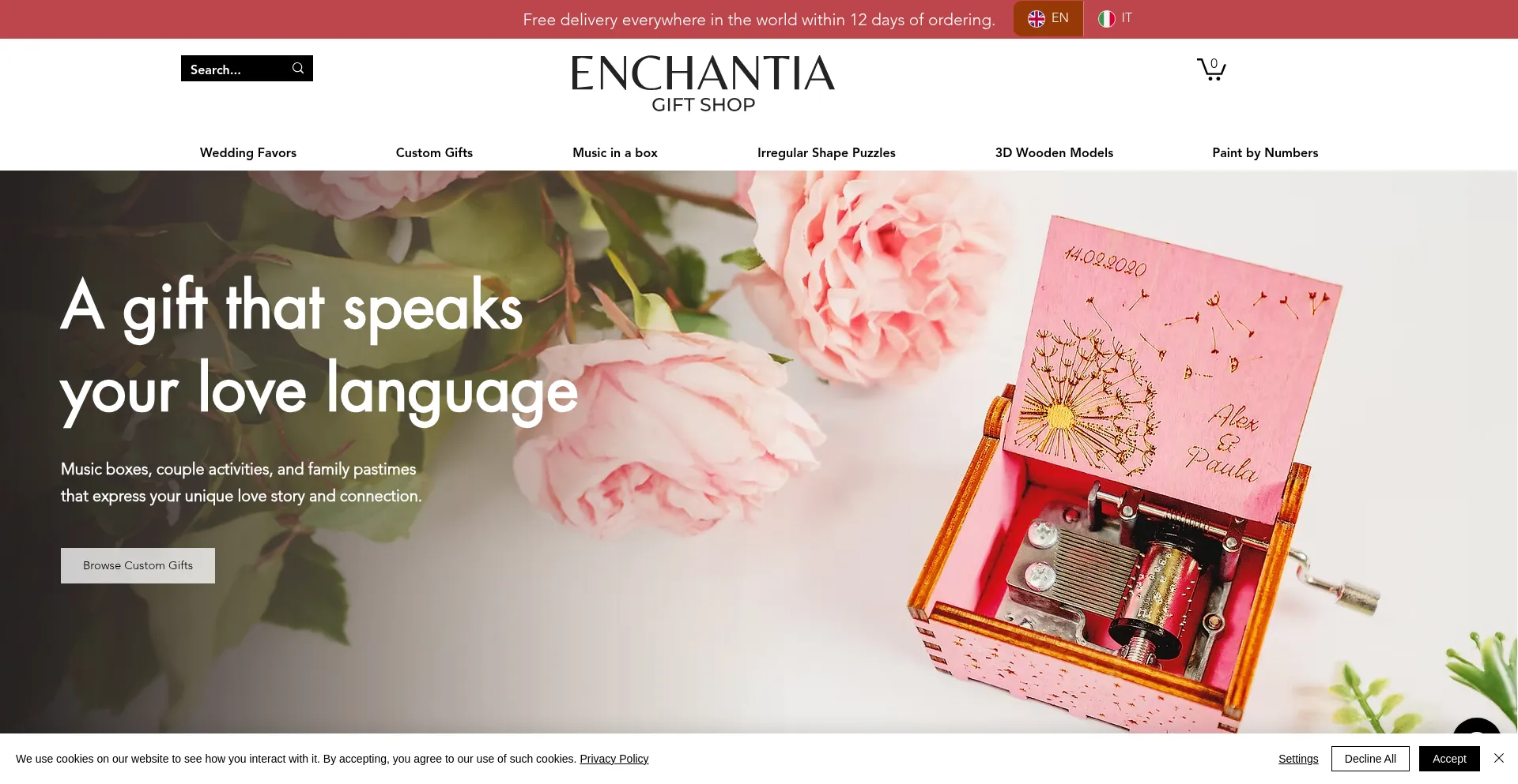 Website screenshot of Enchantia-gifts.com