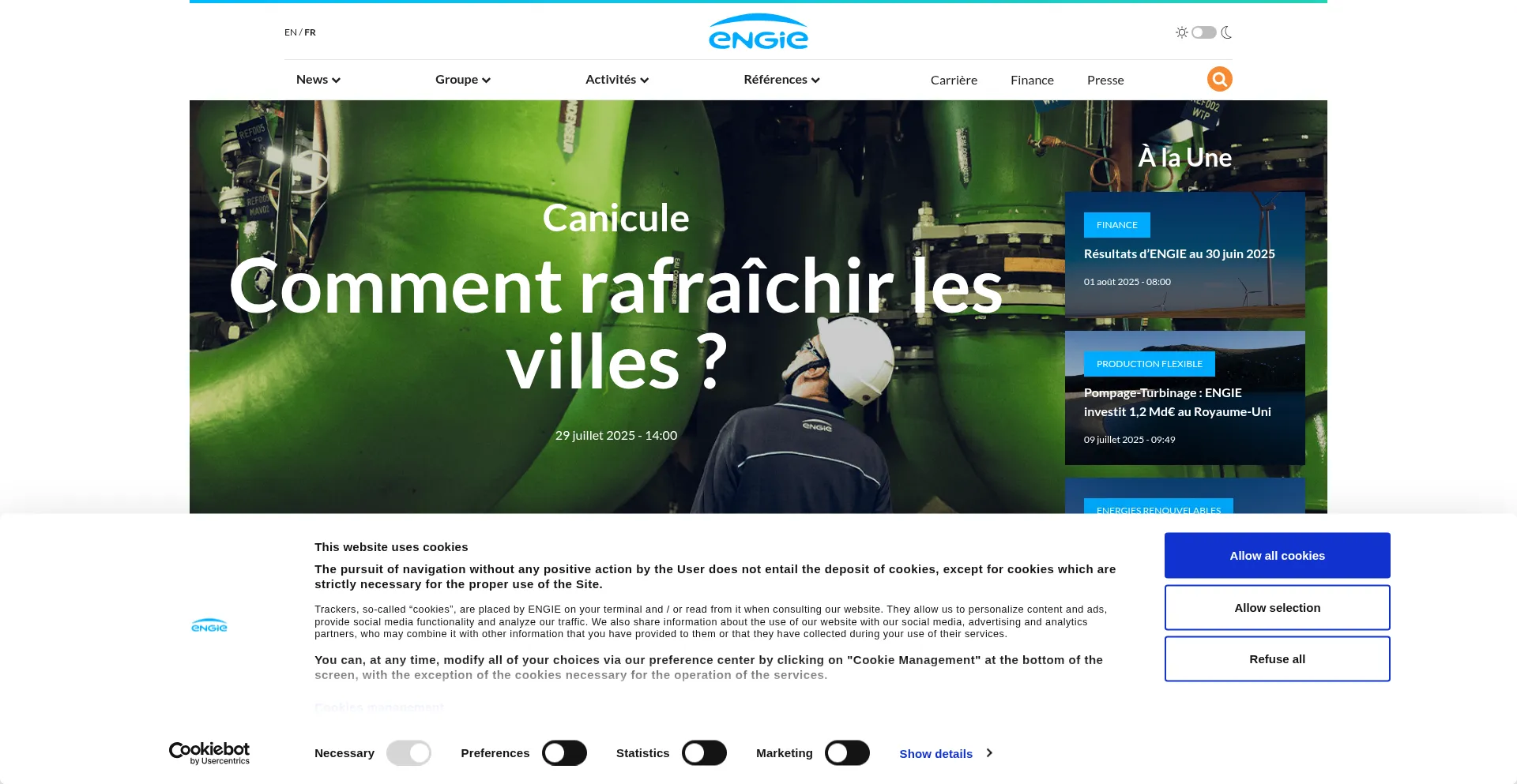 Website screenshot of Engie.com