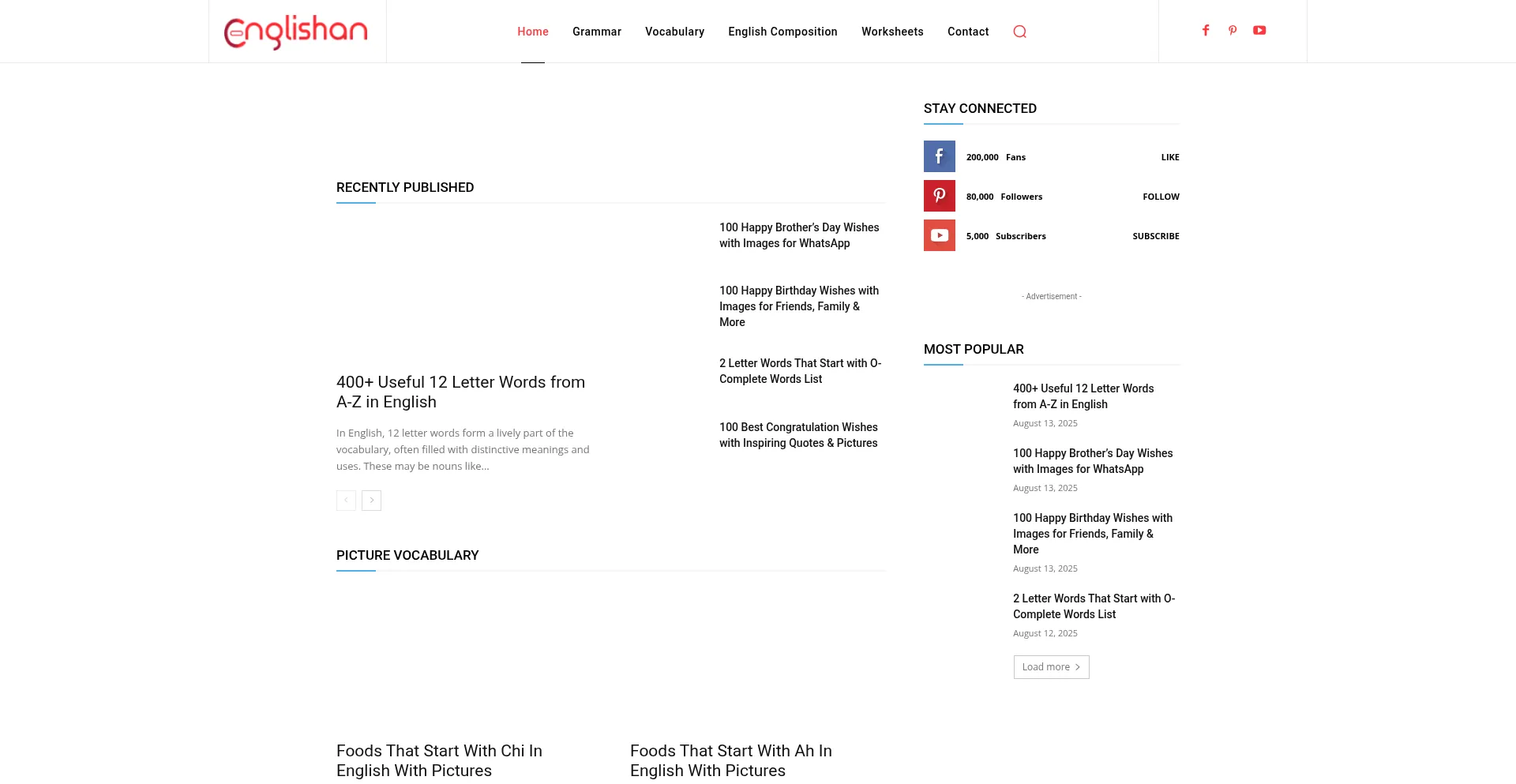 Website screenshot of Englishan.com