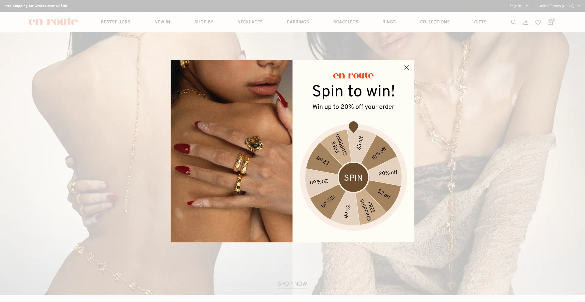Website screenshot of Enroutejewelry.com