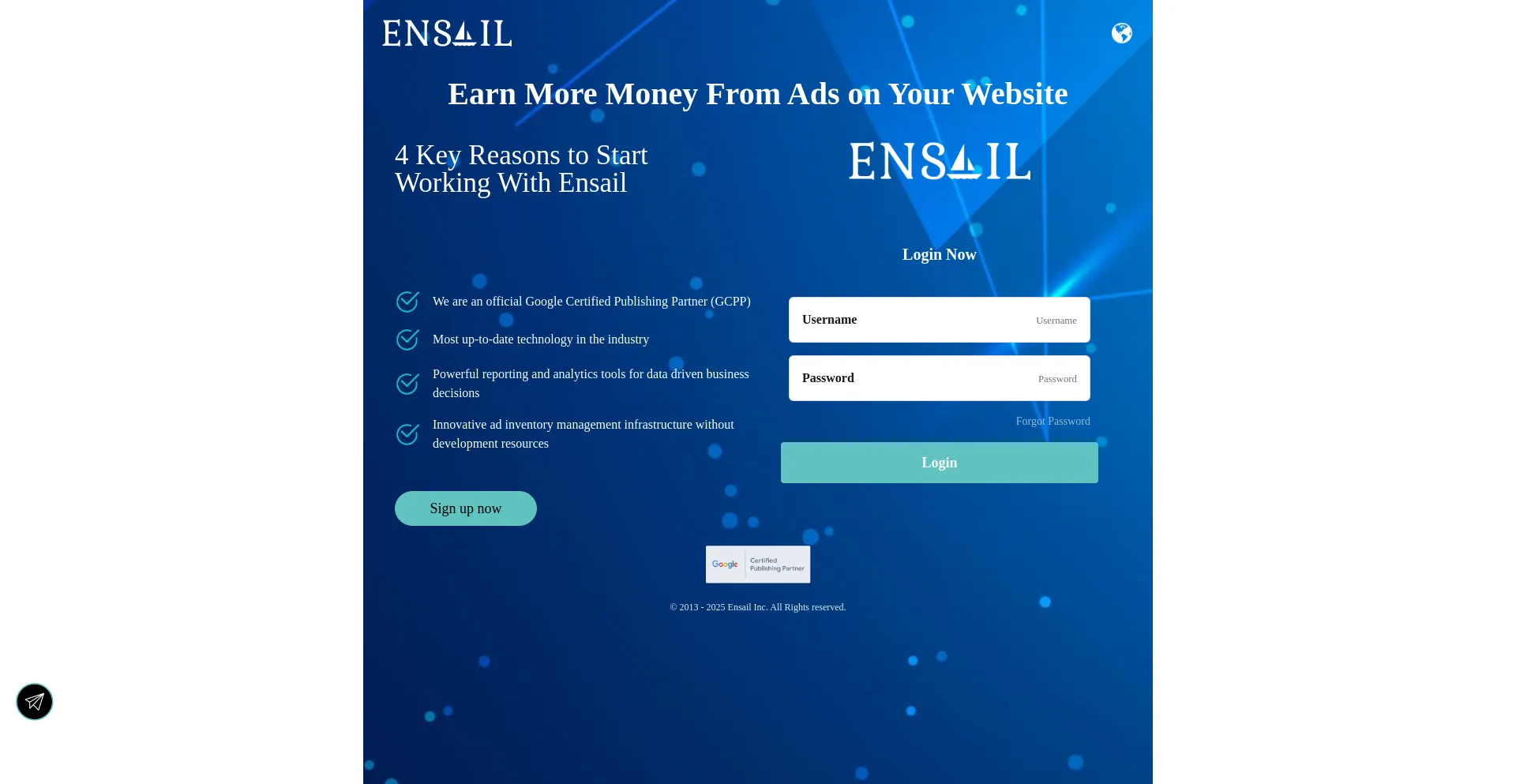 Website screenshot of Ensail.store