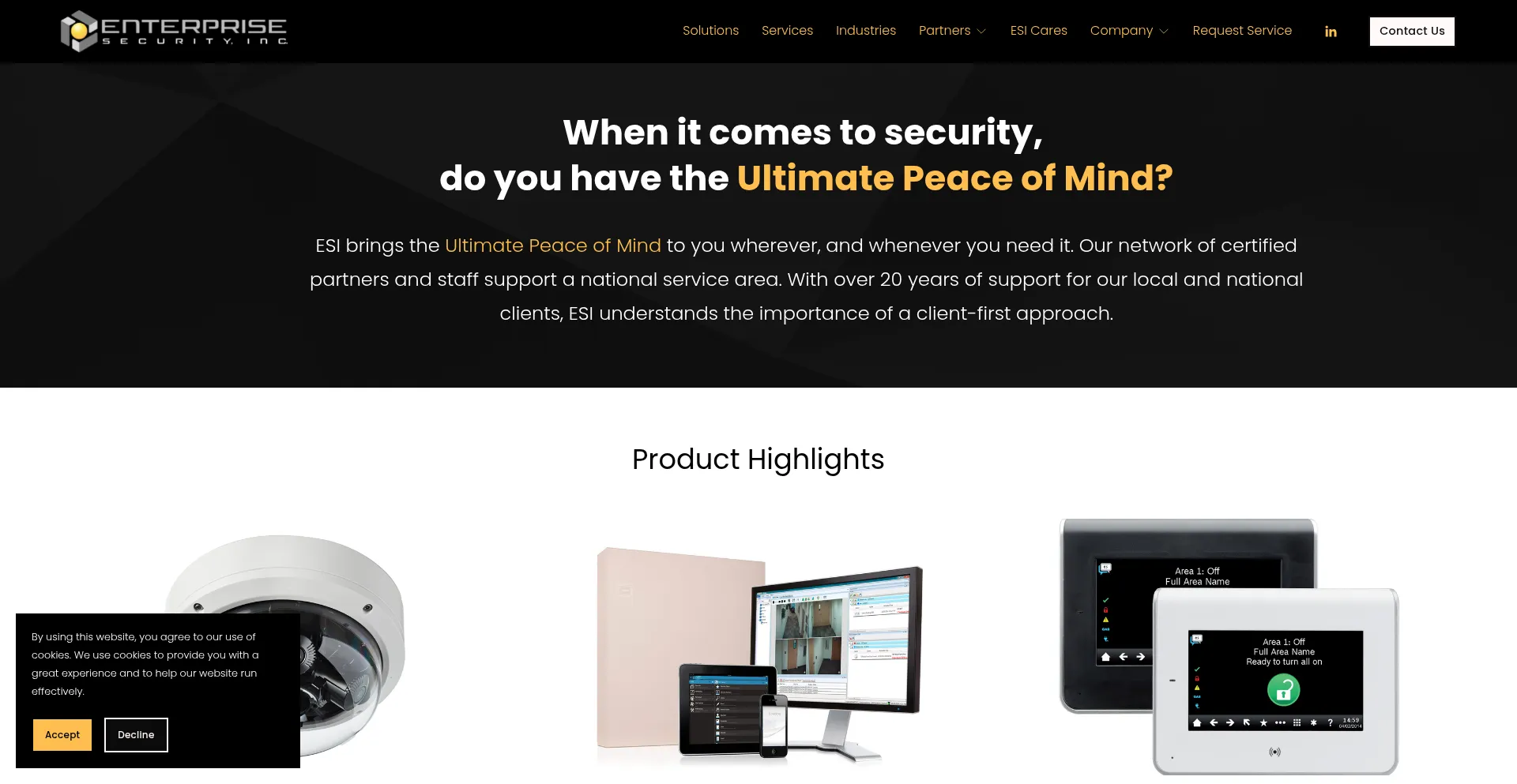 Website screenshot of Entersecurity.com