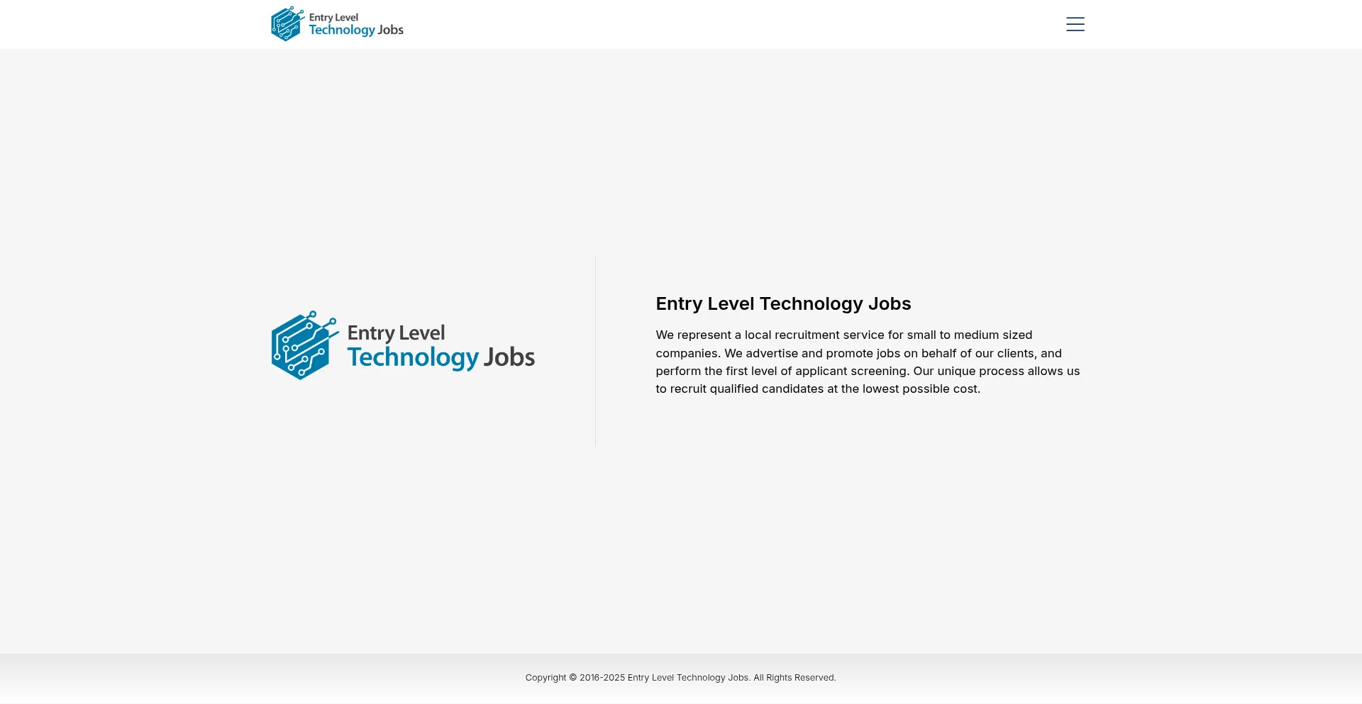 Website screenshot of Entryleveltechnology.com