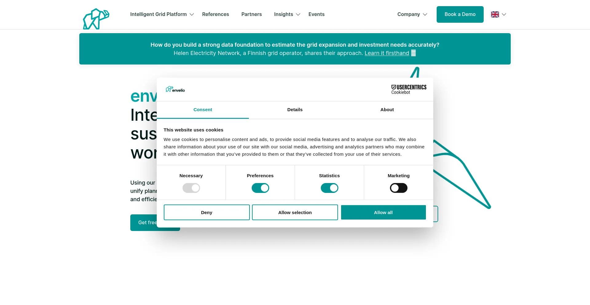 Website screenshot of Envelio.com