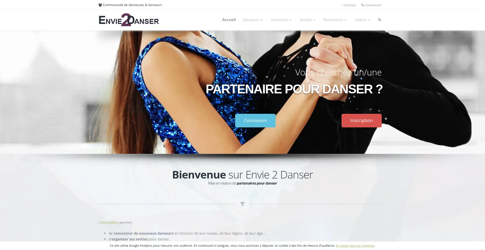 Website screenshot of Envie2danser.fr