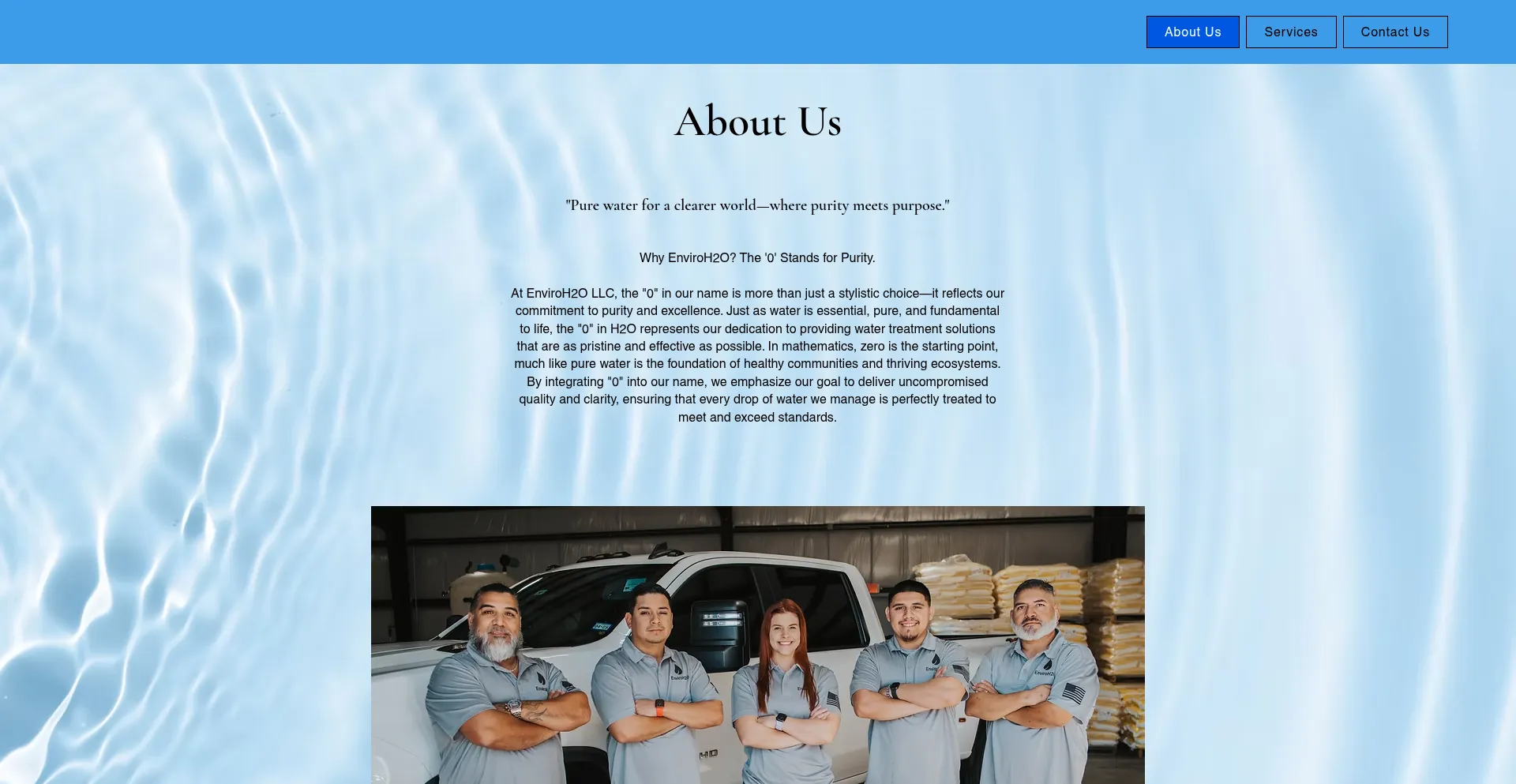 Website screenshot of Enviroh20.net