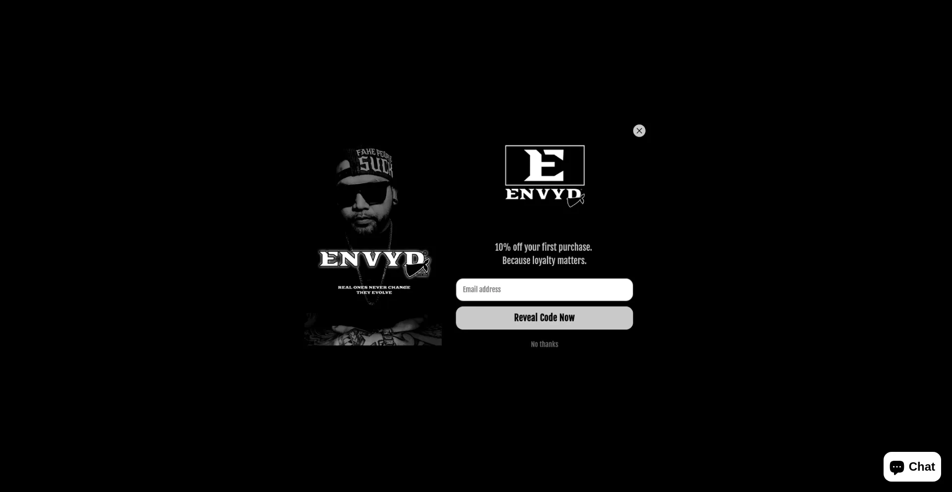 Website screenshot of Envydclothing.com
