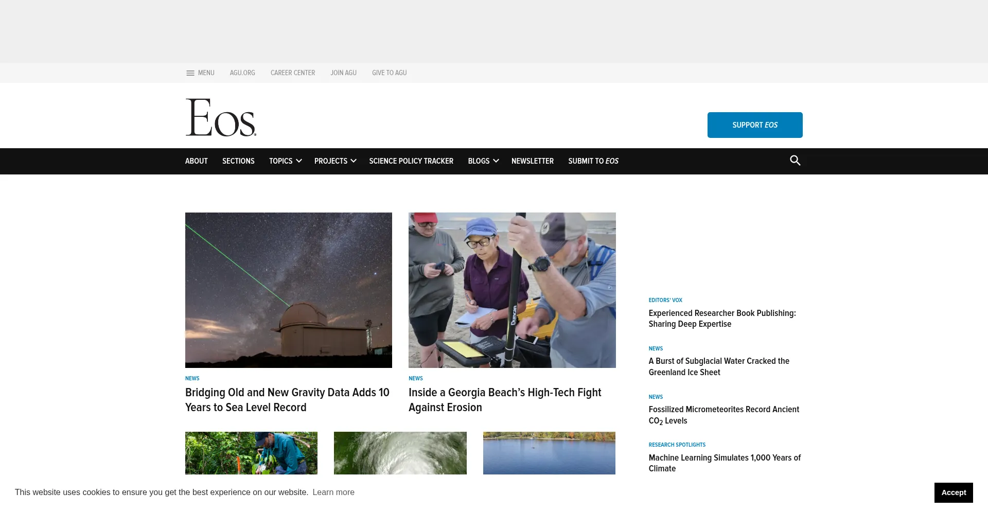 Website screenshot of Eos.org