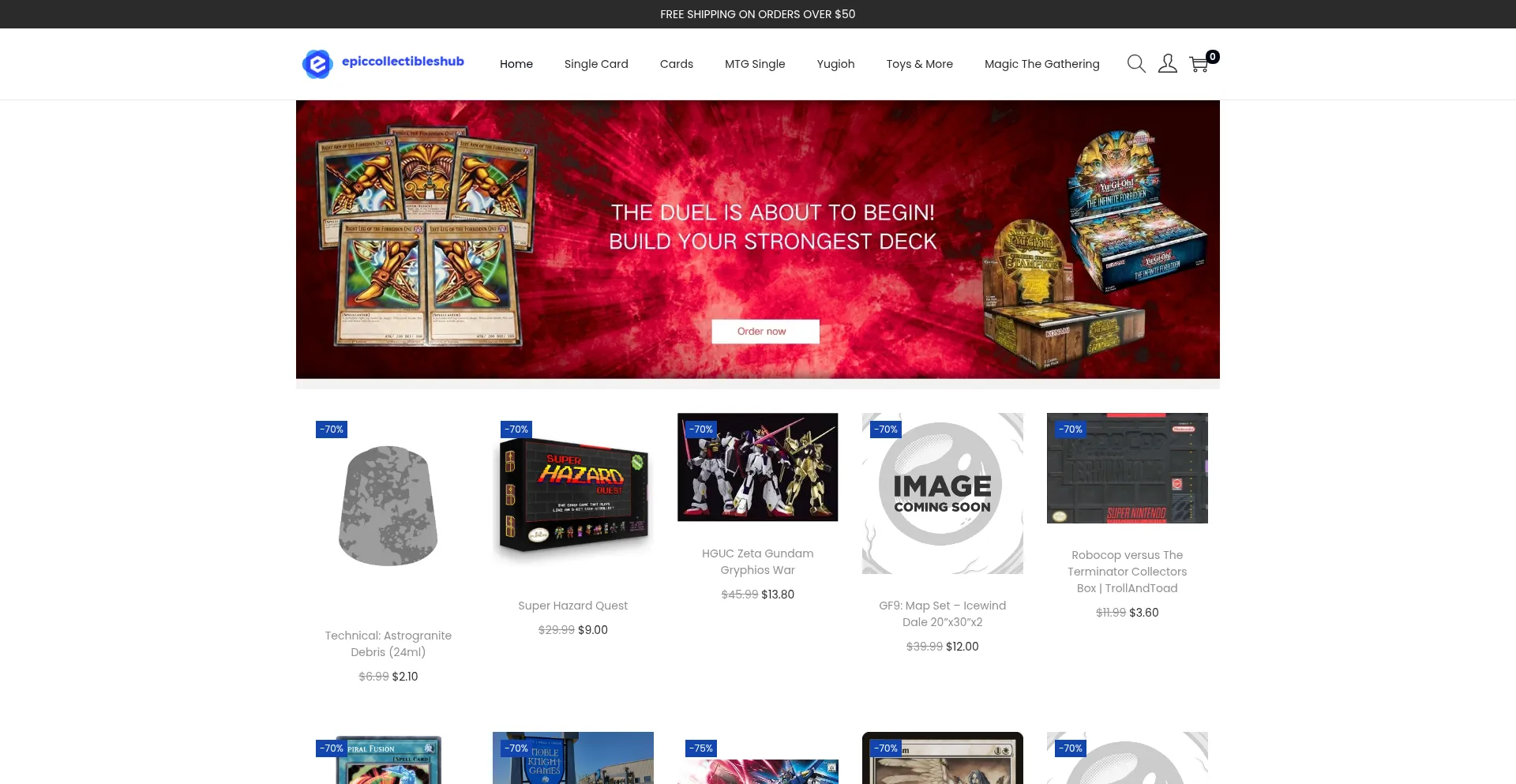 Website screenshot of Epiccollectibleshub.com
