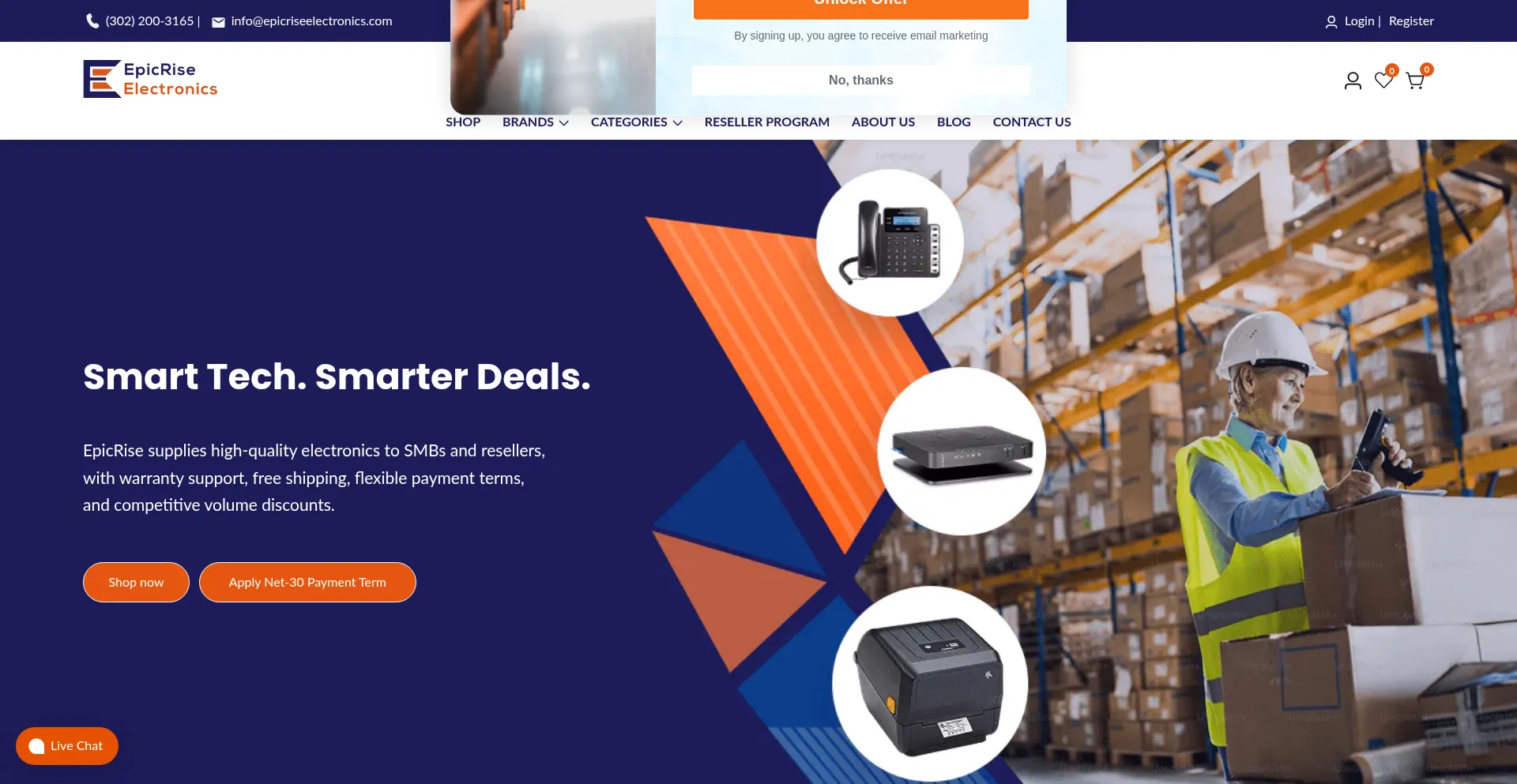 Website screenshot of Epicriseelectronics.com