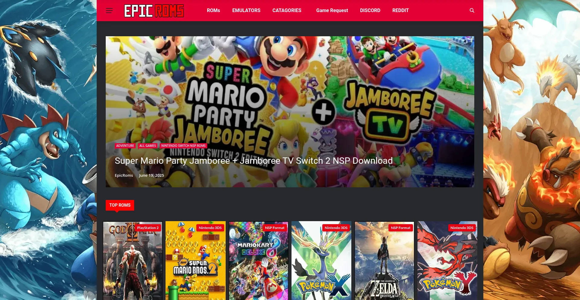 Website screenshot of Epicroms.net