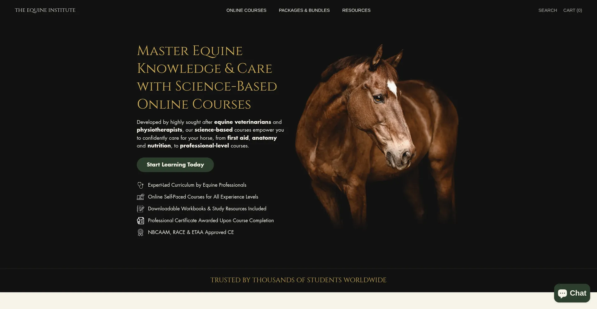 Website screenshot of Equineinstitute.org