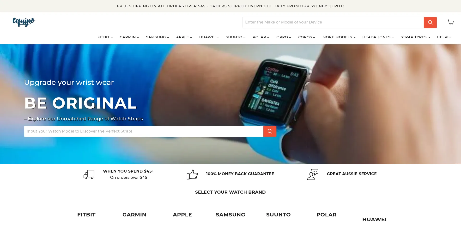 Website screenshot of Equipo.com.au