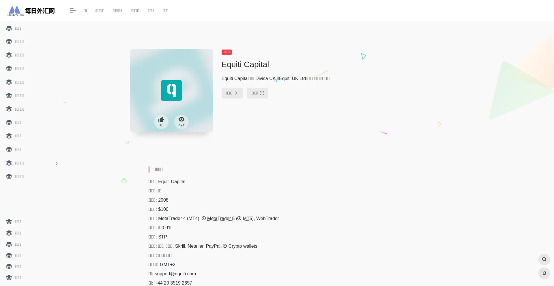 Website screenshot of Equiticn.com