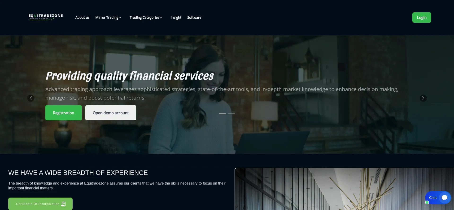 Website screenshot of Equitradezone.com
