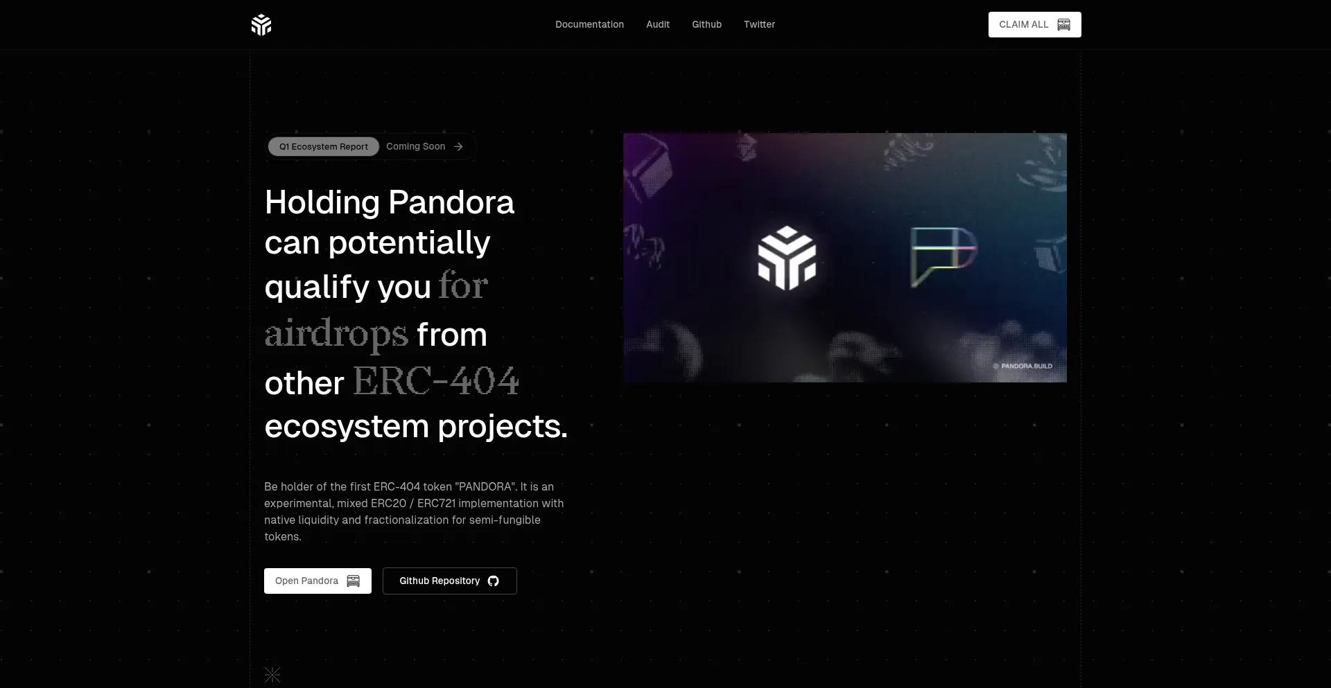 Website screenshot of Erc404-pandorabuildcom.pages.dev