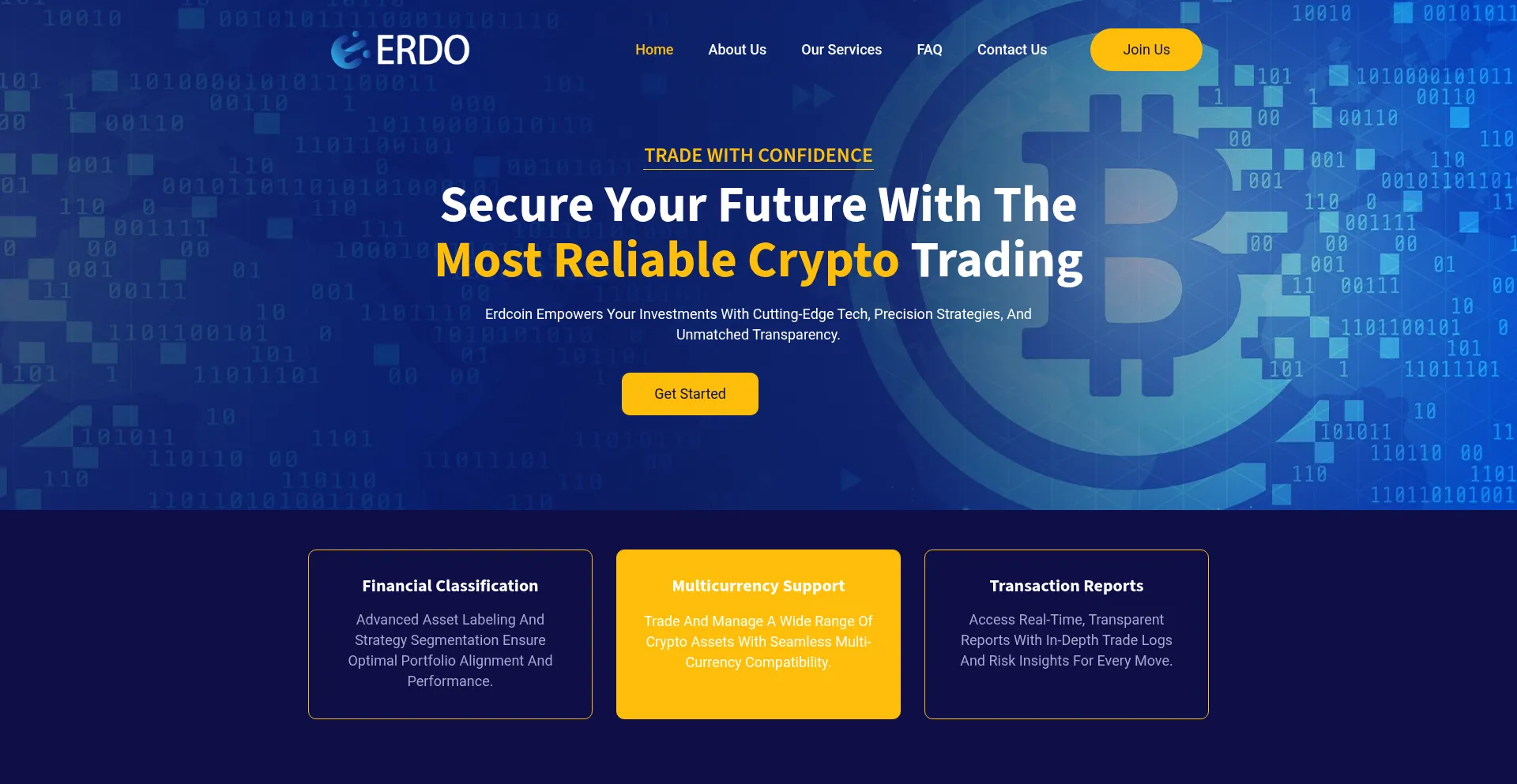 Website screenshot of Erdcoin.com