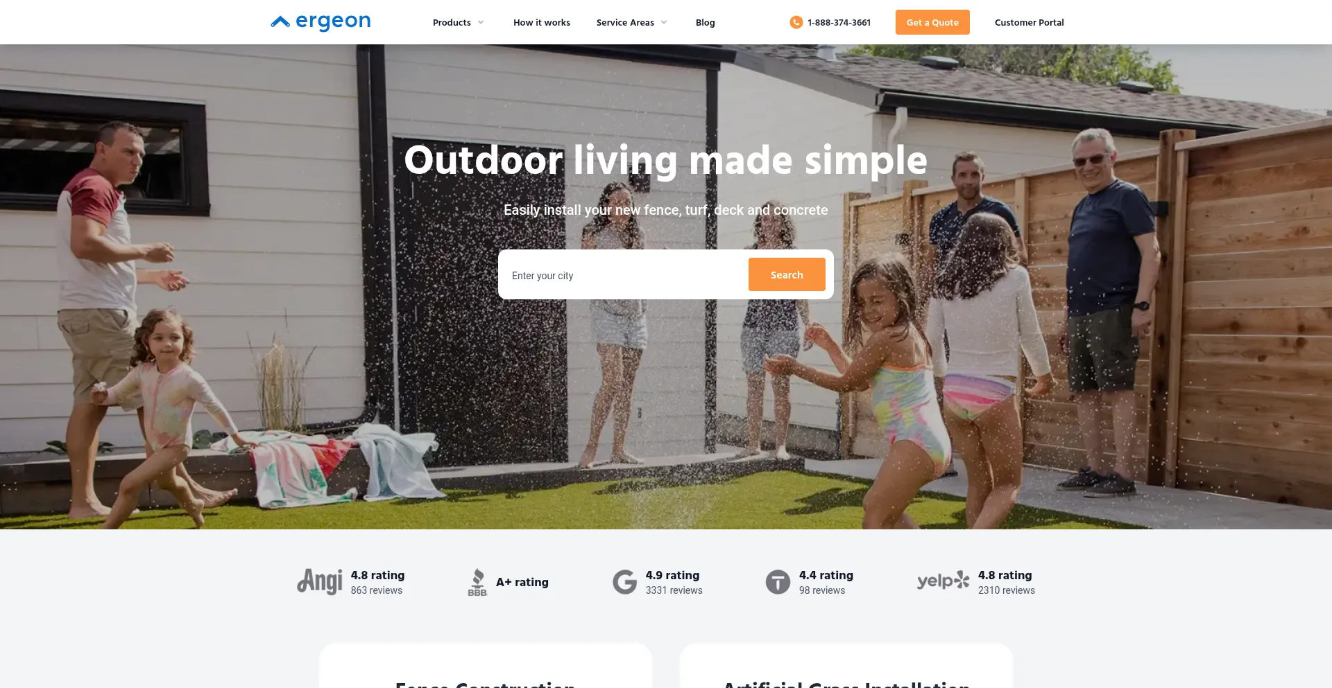 Website screenshot of Ergeon.com