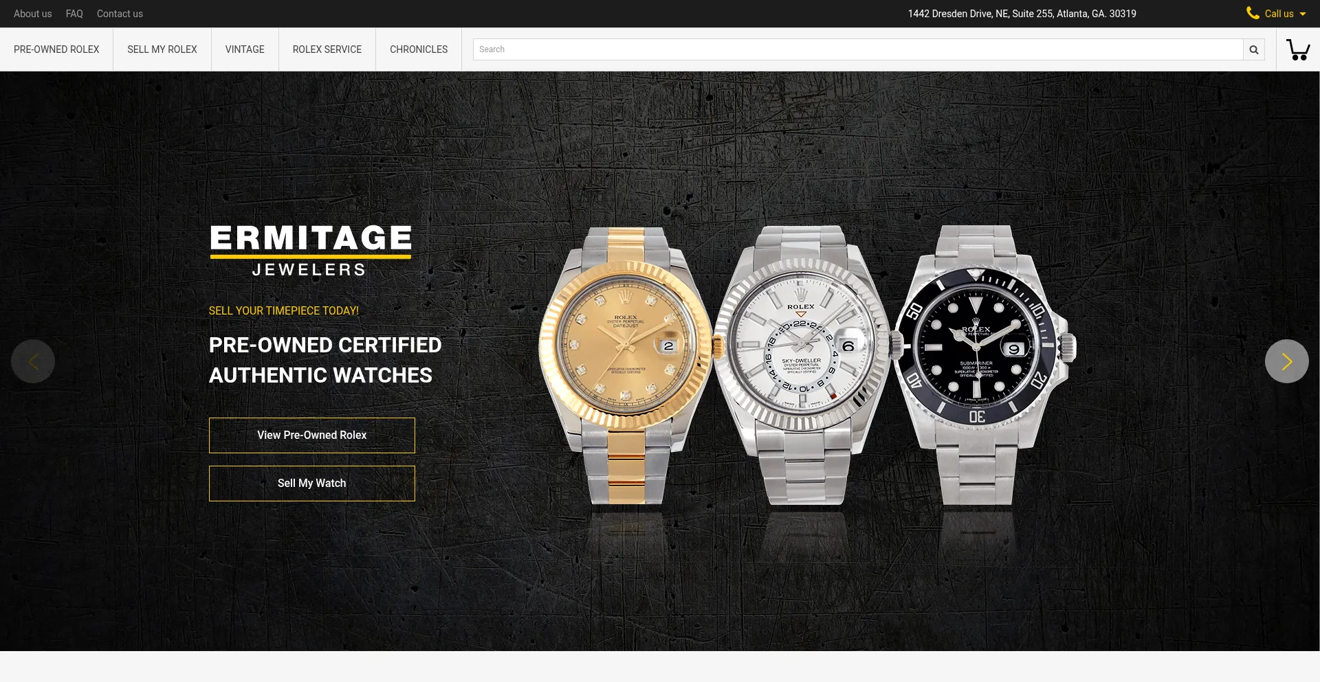 Website screenshot of Ermitagejewelers.com
